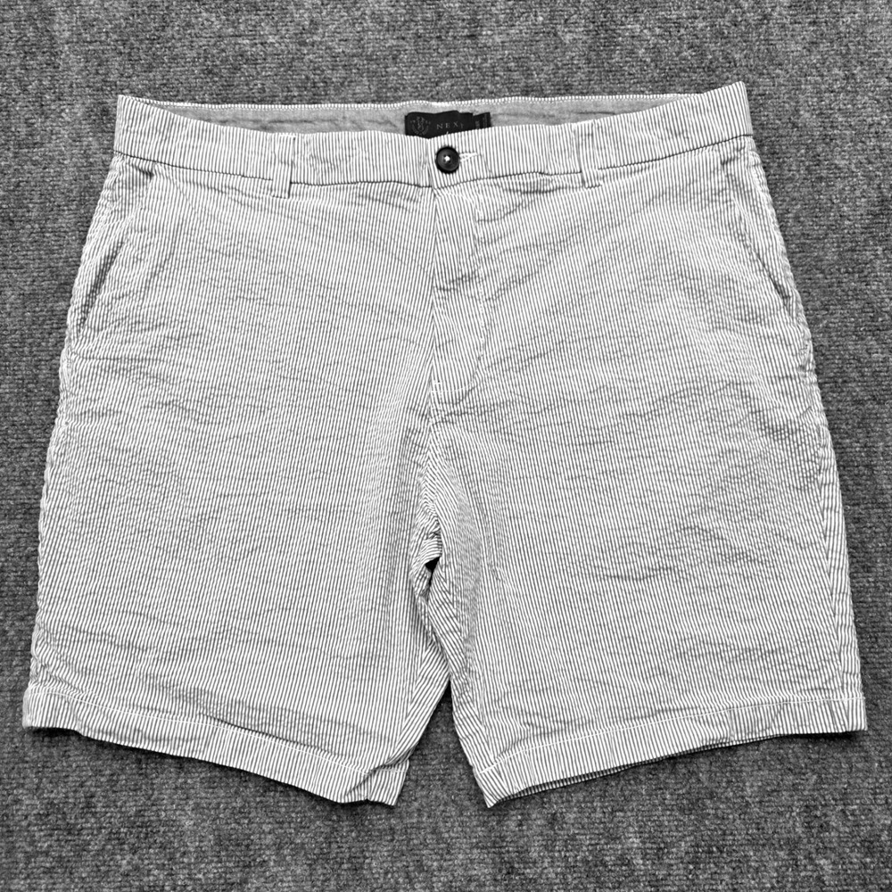 Next Men's 38R Blue White Seersucker Shorts Chino Striped Preppy Summer Coastal